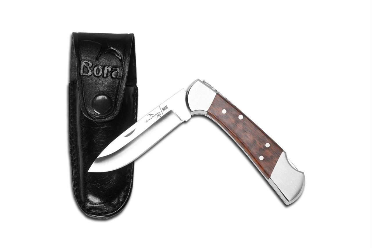 Bora 201 YPA Orta Boy Yuvarlak Uçlu Kilitli Yılan Ağacı Saplı Çakı