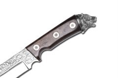 Bora 415 C Küçük Jungle Kök Ceviz Saplı Gravürlü Bıçak