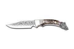 Bora 310 B Dragon Geyik Boynuzu Saplı Gravürlü Bıçak