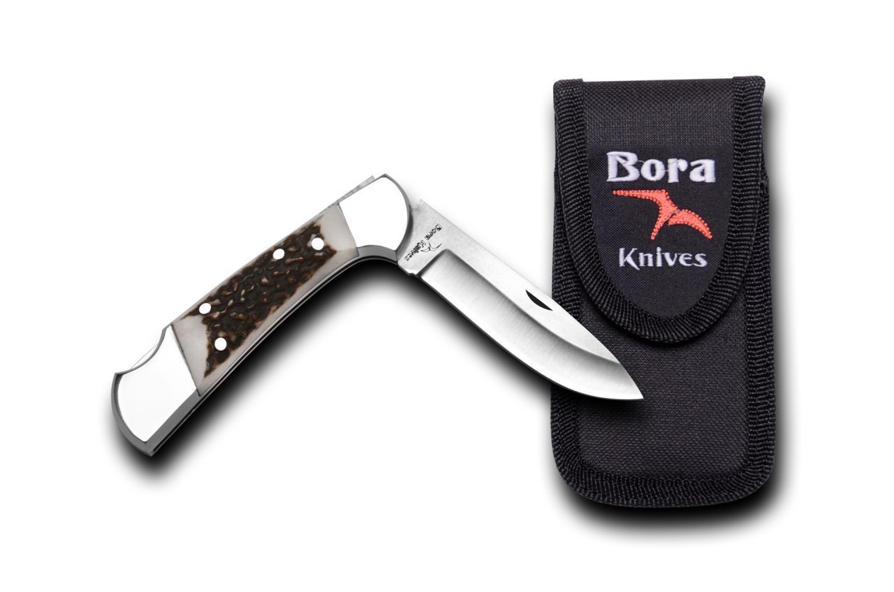 Bora 201 BP Orta Boy Yuvarlak Uçlu Boynuz Saplı Çakı
