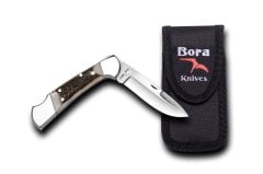 Bora 203 BP Orta Boy İnce Yuvarlak Uçlu Boynuz Saplı Çakı