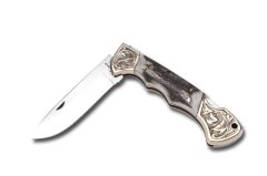 Bora 210 BG Ergonomik Yuvarlak Uçlu Boynuz Saplı Gravürlü Çakı